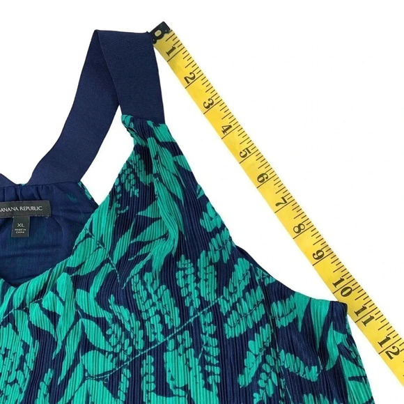 Banana Republic Pleated Racer Back Tank Tops Women Size XL Tropical Green Blue - Picture 12 of 15